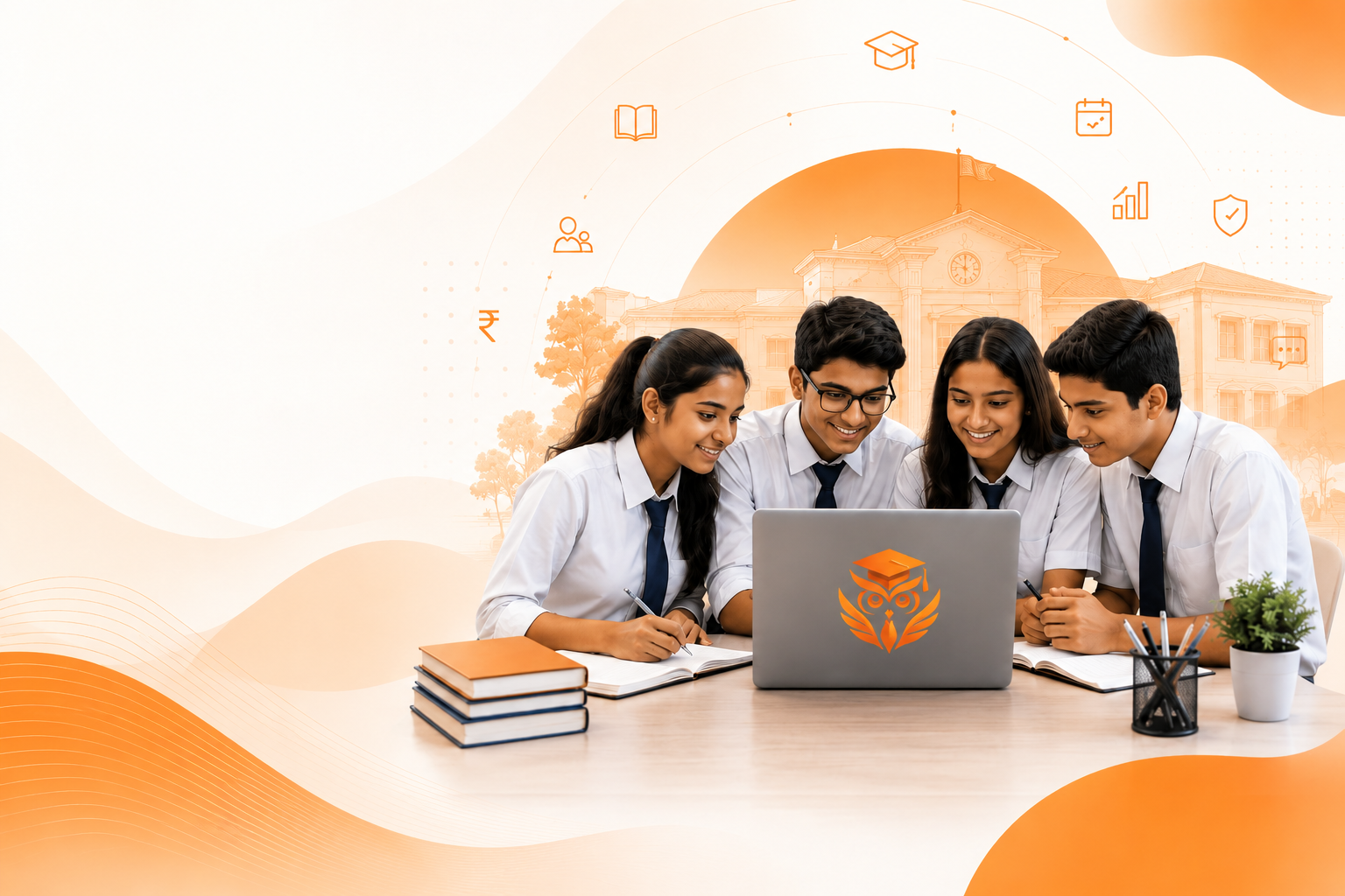 Students using Akira on a laptop